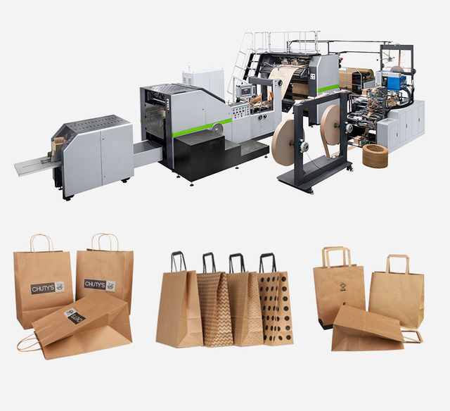 Full automatic paper bag machine with twised & flat handle